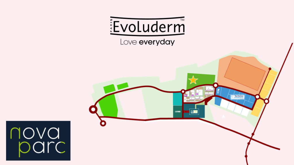 Plan de la ZAC Novaparc à Beauvais montrant l’emplacement du futur site Evoluderm, signalé par une étoile.